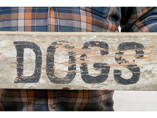 Vintage Painted Wood Sign- Hot Dogs