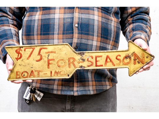 Painted Iron Sign, Boat Season Fee