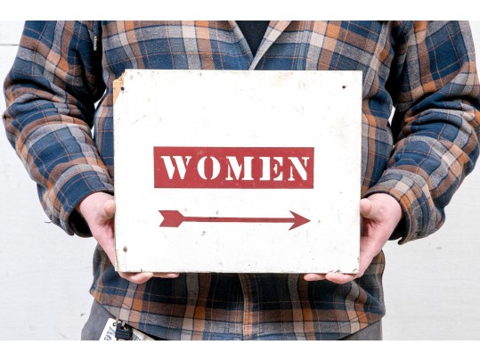 Vintage Painted Wood Sign- Women