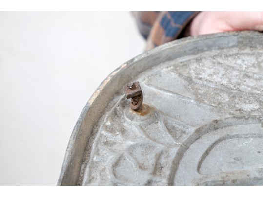 Vintage Painted And Gilt Cast Metal IGA Sign By Specialty Sign System Chicago