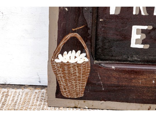 Two Vintage Painted Wood Farm Signs- Milk And Eggs