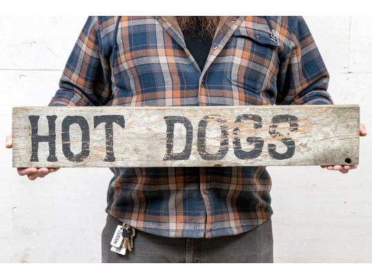 Vintage Painted Wood Sign- Hot Dogs