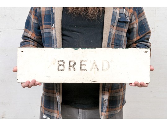 Vintage Painted Wood Sign- Bread