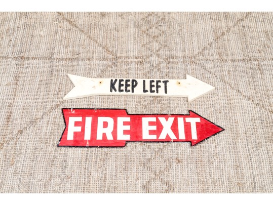 Two Vintage Painted Wood Directional Signs