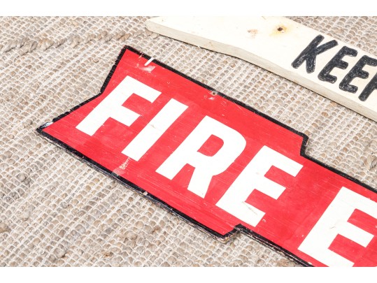 Two Vintage Painted Wood Directional Signs