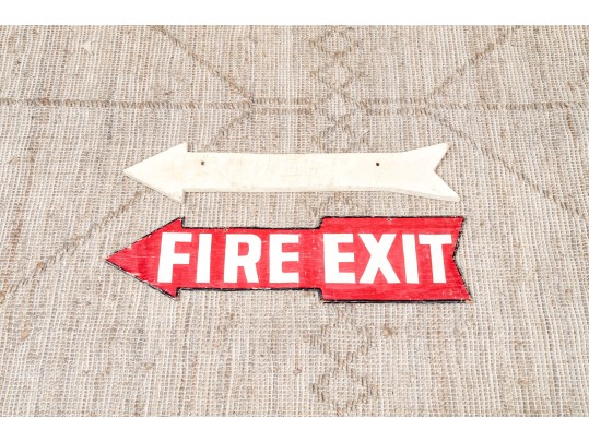 Two Vintage Painted Wood Directional Signs
