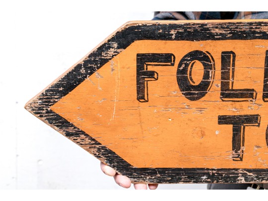 Vintage Painted Wood Sign- Directions To A Picnic