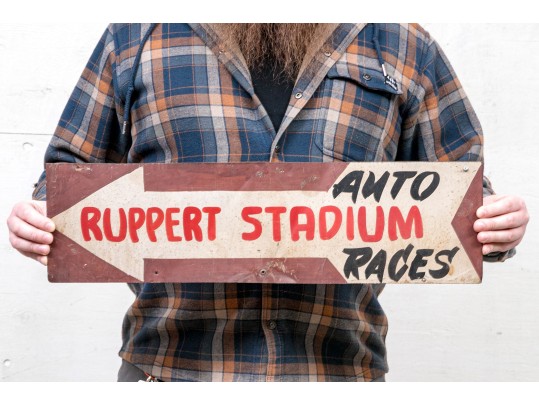 Vintage Painted Metal Auto Racing Sign