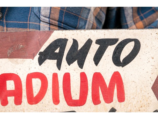 Vintage Painted Metal Auto Racing Sign