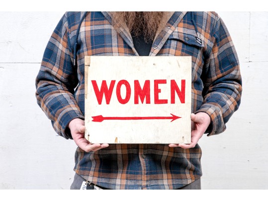 Vintage Painted Wood Sign- Women