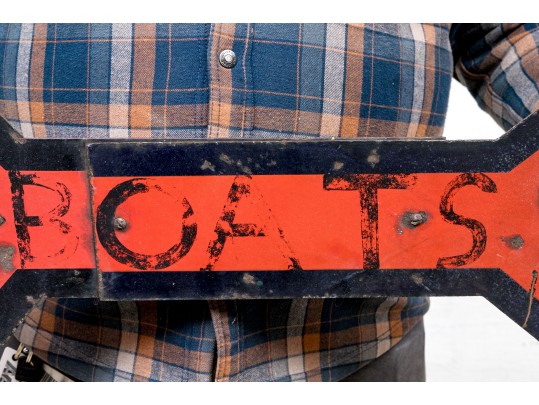 Vintage Enameled Metal Sign- Boats