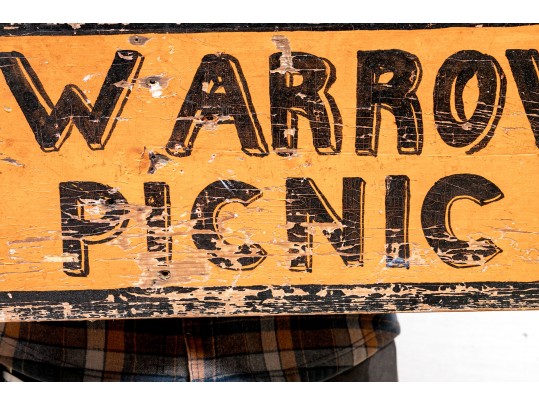 Vintage Painted Wood Sign- Directions To A Picnic