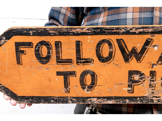 Vintage Painted Wood Sign- Directions To A Picnic