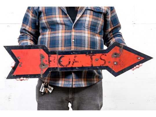 Vintage Enameled Metal Sign- Boats