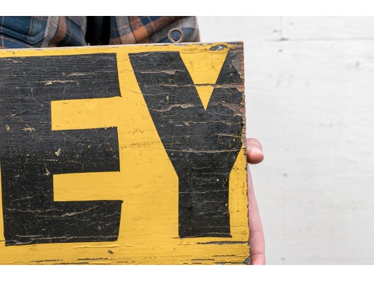 Vintage Painted Wood Sign- Honey