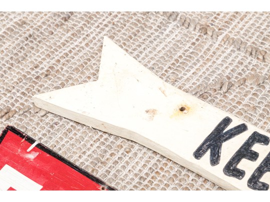 Two Vintage Painted Wood Directional Signs
