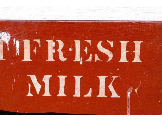 Two Vintage Painted Wood Farm Signs- Milk And Eggs