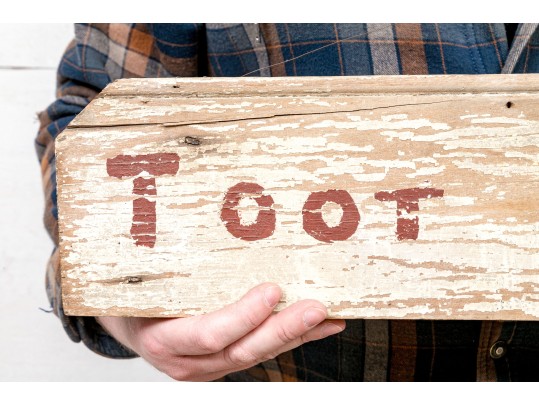Painted Wood Sign- Toot Here