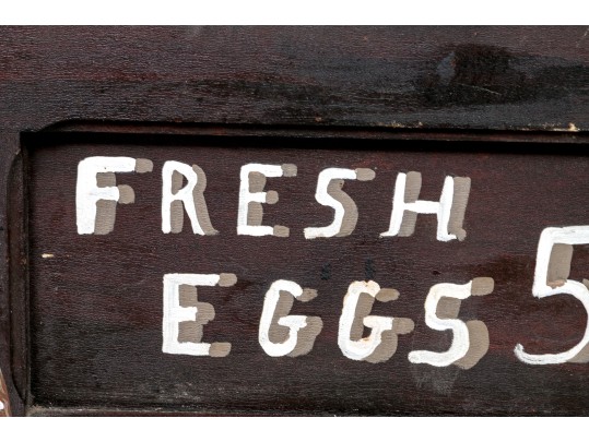 Two Vintage Painted Wood Farm Signs- Milk And Eggs