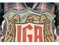 Vintage Painted And Gilt Cast Metal IGA Sign By Specialty Sign System Chicago