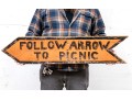 Vintage Painted Wood Sign- Directions To A Picnic