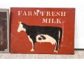 Two Vintage Painted Wood Farm Signs- Milk And Eggs