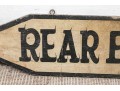 Vintage Arrow Form Painted Wood Sign- Rear Entrance