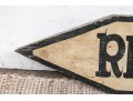 Vintage Arrow Form Painted Wood Sign- Rear Entrance
