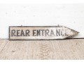 Vintage Arrow Form Painted Wood Sign- Rear Entrance