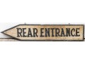 Vintage Arrow Form Painted Wood Sign- Rear Entrance