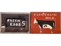 Two Vintage Painted Wood Farm Signs- Milk And Eggs