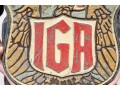 Vintage Painted And Gilt Cast Metal IGA Sign By Specialty Sign System Chicago