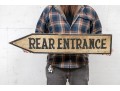 Vintage Arrow Form Painted Wood Sign- Rear Entrance