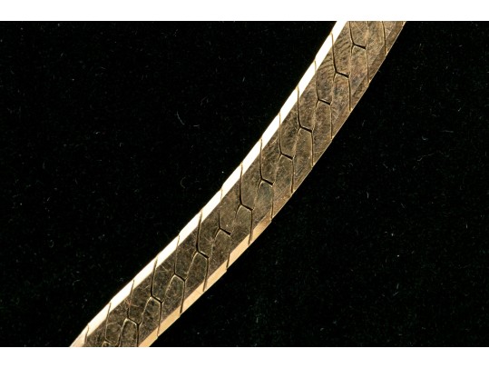 14K Italian Herringbone Chevron Chain Necklace