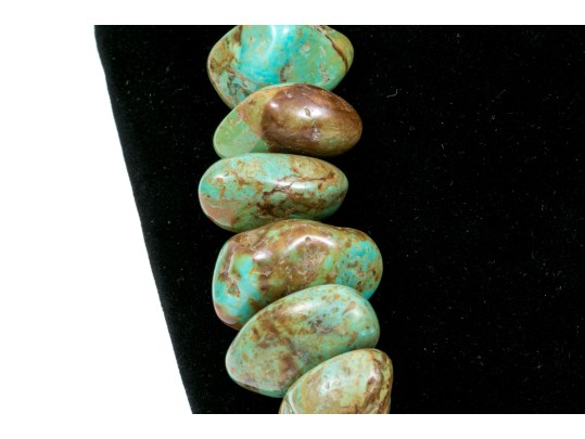 Fabulous Chunky Blue Green Tumbled Turquoise Beads With Brown Matrix