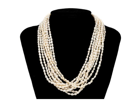 Handsome Cultured Freshwater Pearl Torsade Necklace With 14k Clasp