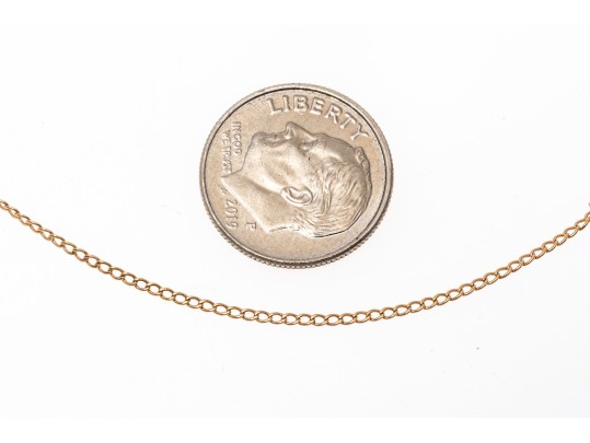 14k Yellow Gold Fine Curb Style Chain, Finished With A Gold Filled Spring Style Clasp