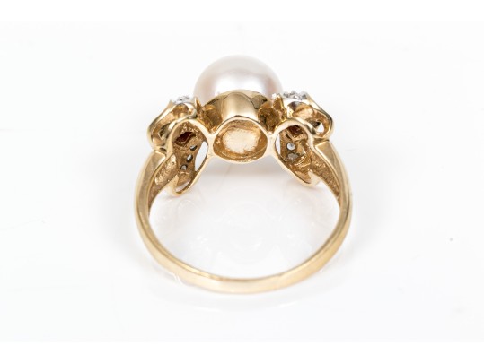 Effortless 14K Pearl And Ruby Ring, Size 7.25