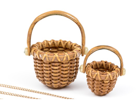 Two Willer Nantucket Basket Pendants And 14K Chain Necklace