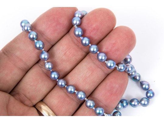 14K White Gold And Blue-Grey Cultured Freshwater Pearl Necklace