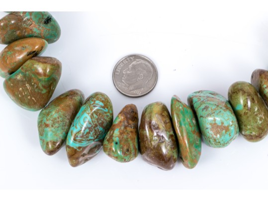 Fabulous Chunky Blue Green Tumbled Turquoise Beads With Brown Matrix
