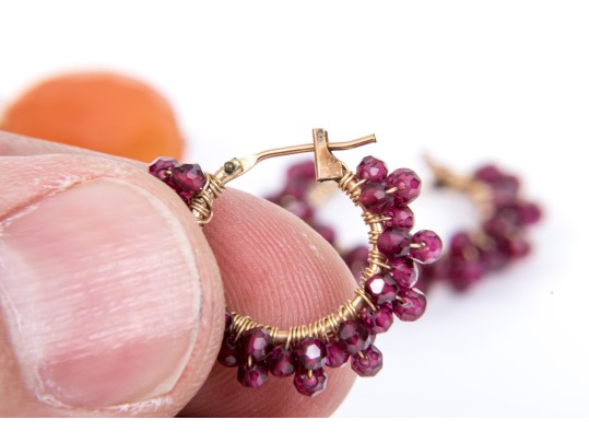 Lot Of Two Sterling And Gold Filled Faceted Semi-precious Stone Earrings