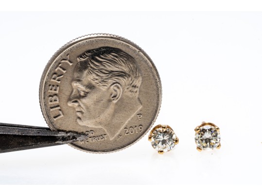 14K Brilliant Cut Diamond Set Stud Earrings, 0.3 TCW