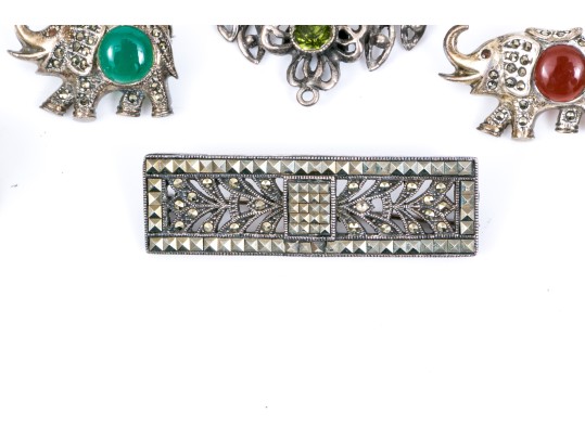 Lot Of Assorted Sterling Jewelry Pieces, Including A Vintage Hobe Brooch