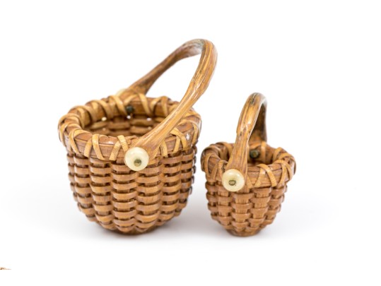 Two Willer Nantucket Basket Pendants And 14K Chain Necklace