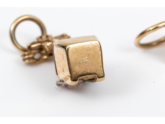 Two 14K Charms, Ski Lift And Cranberry Comb 