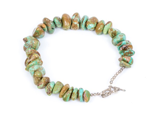 Fabulous Chunky Blue Green Tumbled Turquoise Beads With Brown Matrix