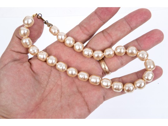 Miriam Haskell Fabulous Vintage Faux Pearl Choker Necklace