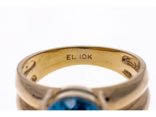 London Blue Topaz And 10K Gold Ring, Size 7.75