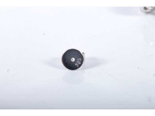 14k White Gold Blue Zircon And CZ Stud Earrings